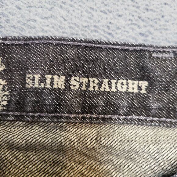 Roebuck And Co Jeans Mens 36x26 Black Straight Leg Distressed Denim - Picture 5 of 11